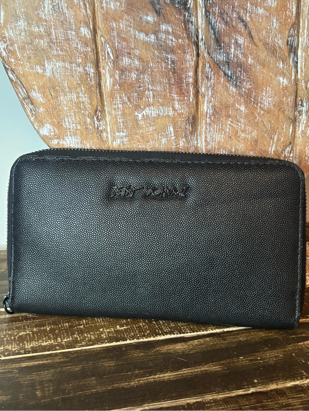 Betsey Johnson Black Zip-Around Wallet